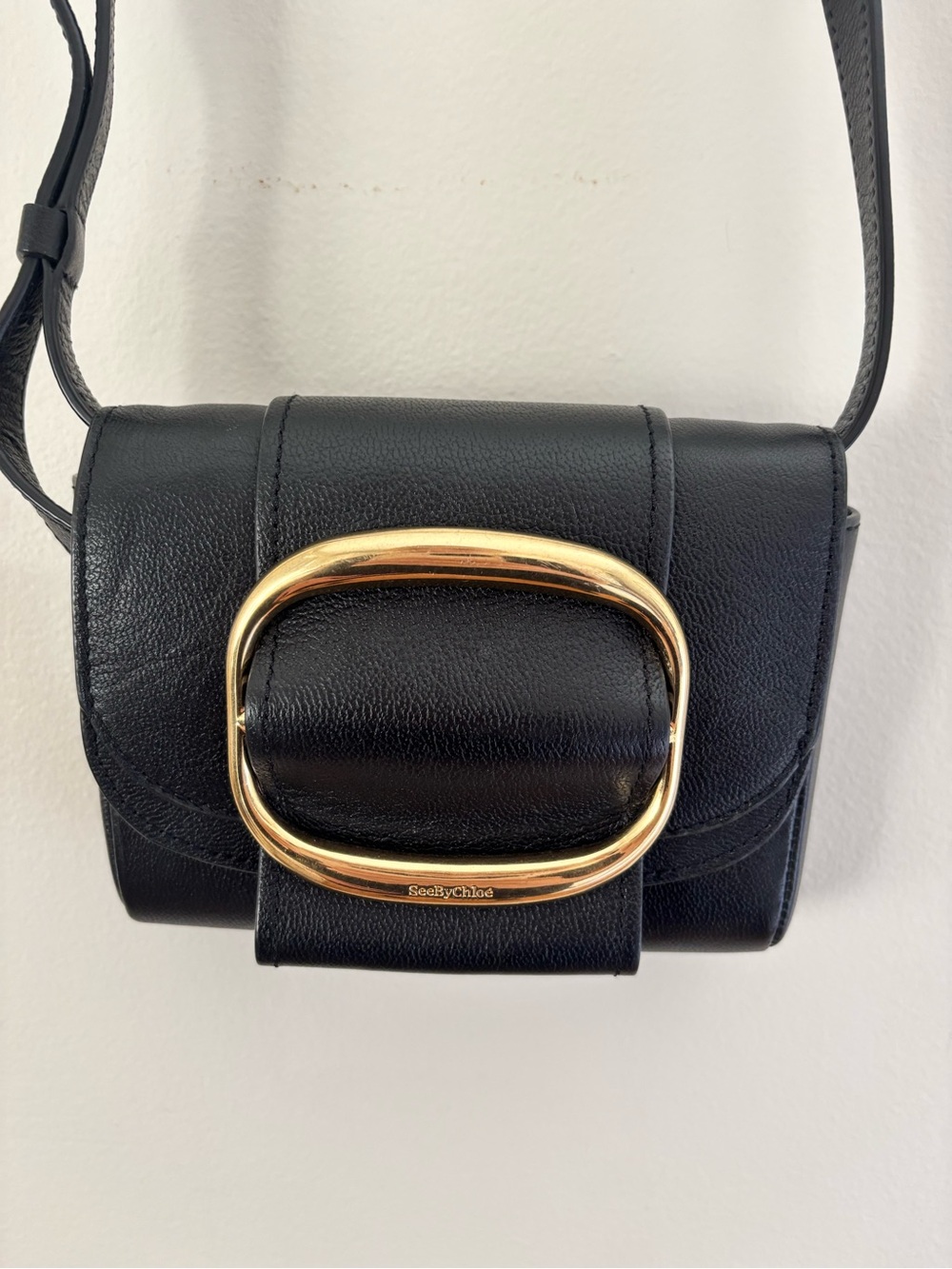 See By Chloé Black Mini Shoulder Bag with Gold Buckle Accent - Picture 3 of 7